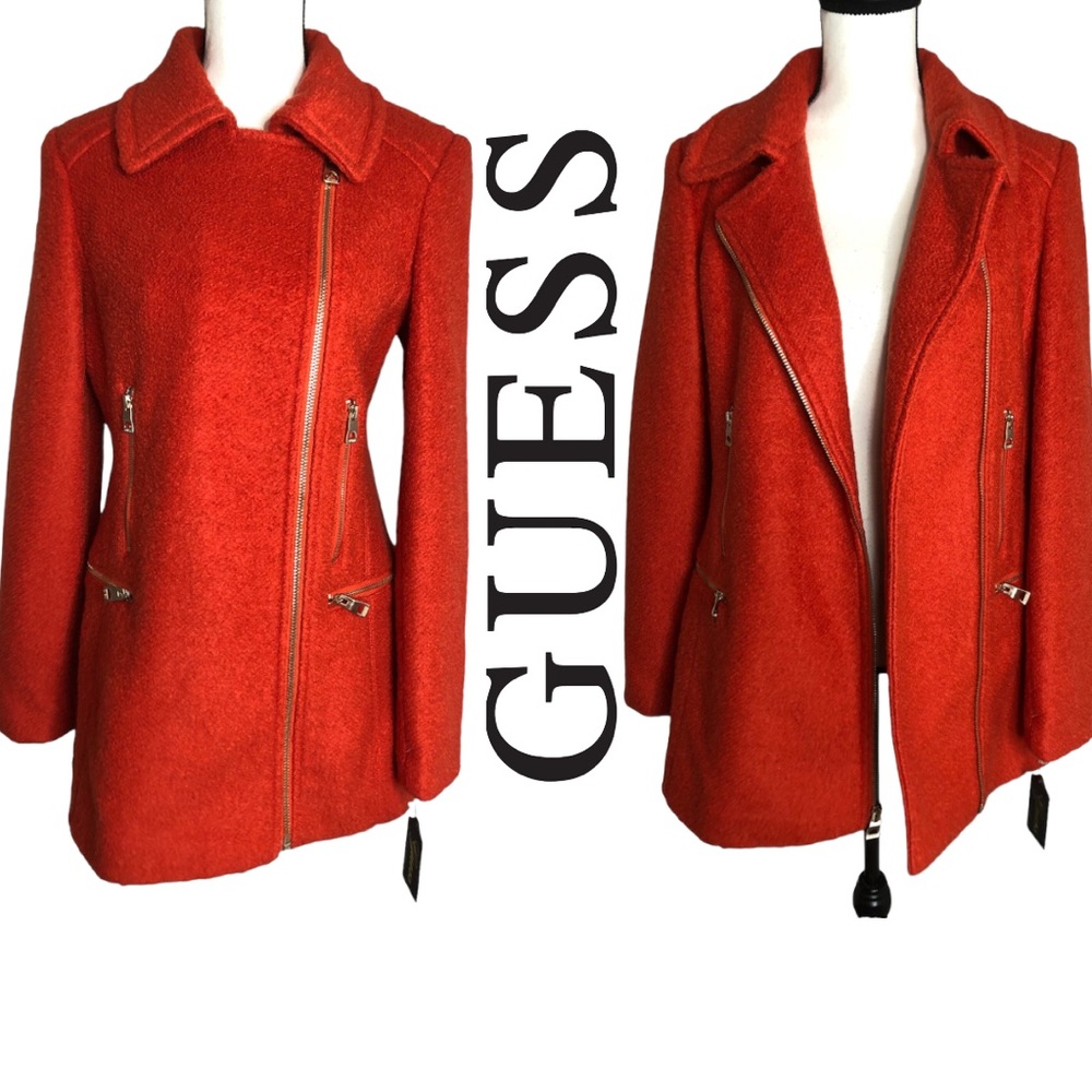 NWT Guess wool orange coat Sz M